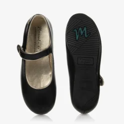 Girls Black Leather Pumps