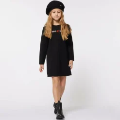 Girls Black Milano Jersey Diamanté Dress