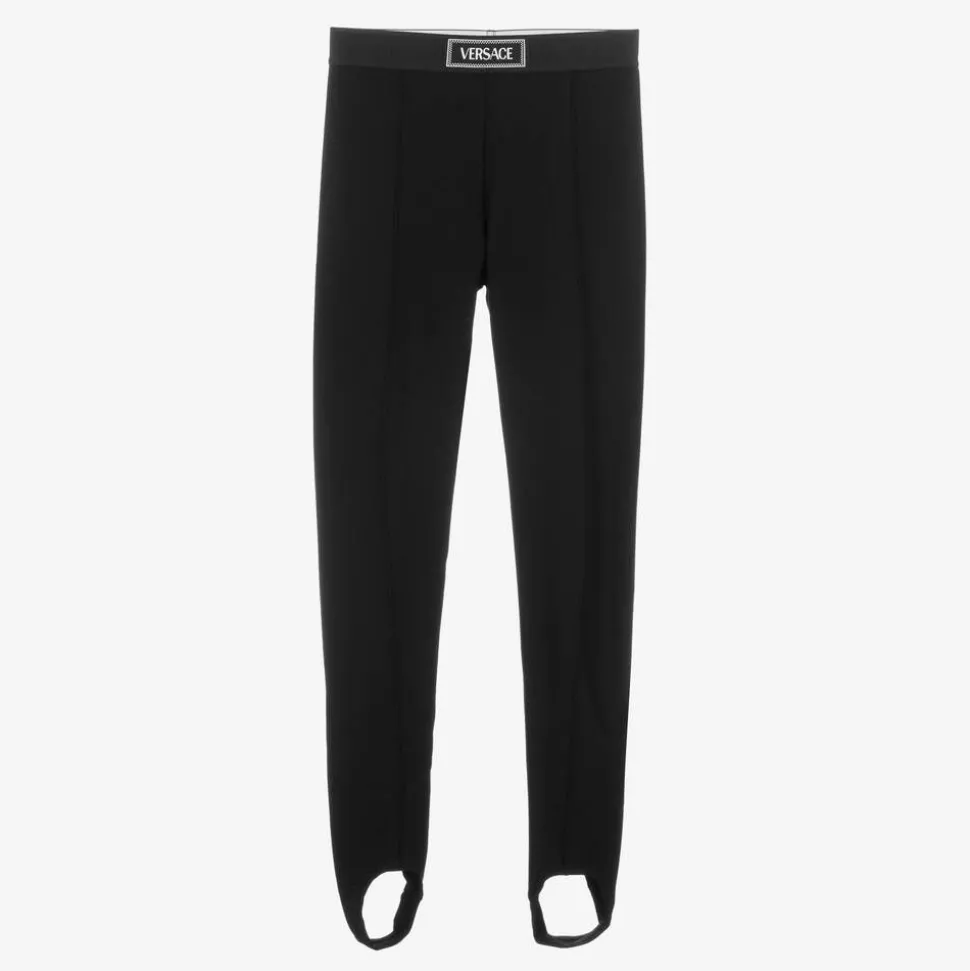 Girls Black Milano Jersey Stirrup Leggings