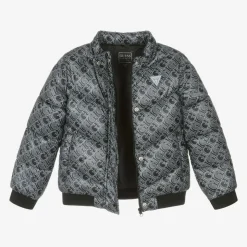 Girls Black Monogram Logo Puffer Jacket