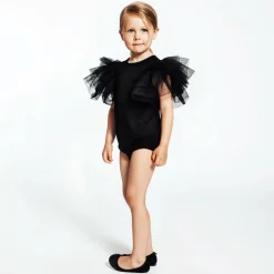 Girls Black Organic Cotton Bodysuit