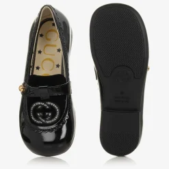 Girls Black Patent Leather Loafers