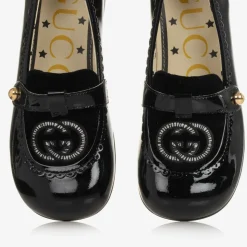 Girls Black Patent Leather Loafers