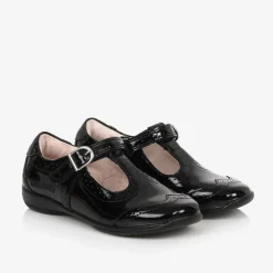 Girls Black Patent Leather Bar Shoes