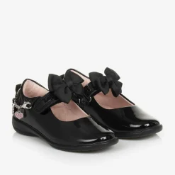 Girls Black Patent Leather Bar Shoes