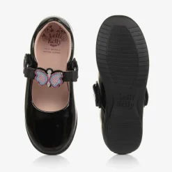 Girls Black Patent Leather Bar Shoes