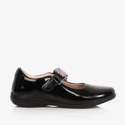 Girls Black Patent Leather Bar Shoes