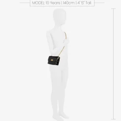 Girls Black Patent Leather Bag (12cm)