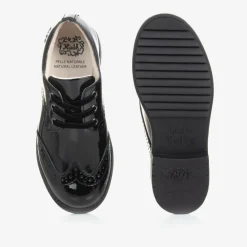 Girls Black Patent Leather Brogue Shoes
