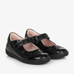Girls Black Patent Leather Bar Shoes