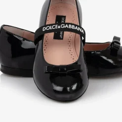 Girls Black Patent Leather Ballerina Flats