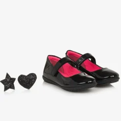 Girls Black Patent Leather Bar Shoes