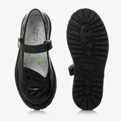 Girls Black Patent Leather Butterfly Shoes