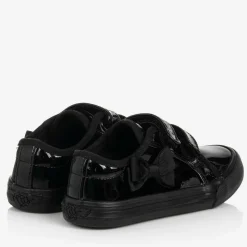 Girls Black Patent Velcro Trainers