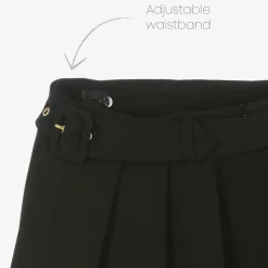Girls Black Pleated Crêpe Skirt