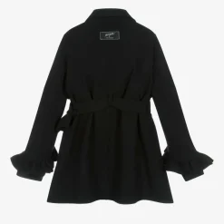 Girls Black Ruffle Coat