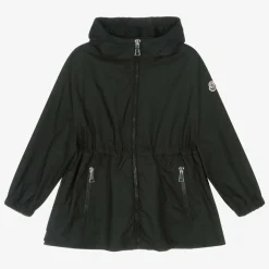 Girls Black Ruffle Wete Coat