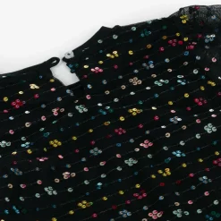 Girls Black Sequinned Tulle Dress