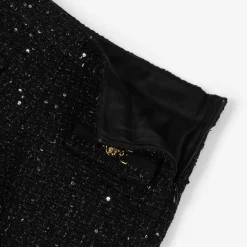 Girls Black Sequinned Tweed Shorts