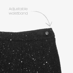 Girls Black Sequinned Tweed Shorts