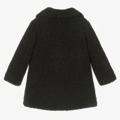 Girls Black Sparkly Bouclé Coat