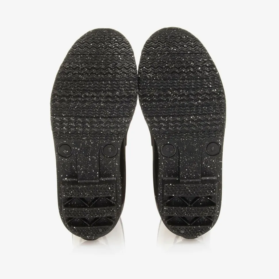Girls Black Sparkly Rain Boots
