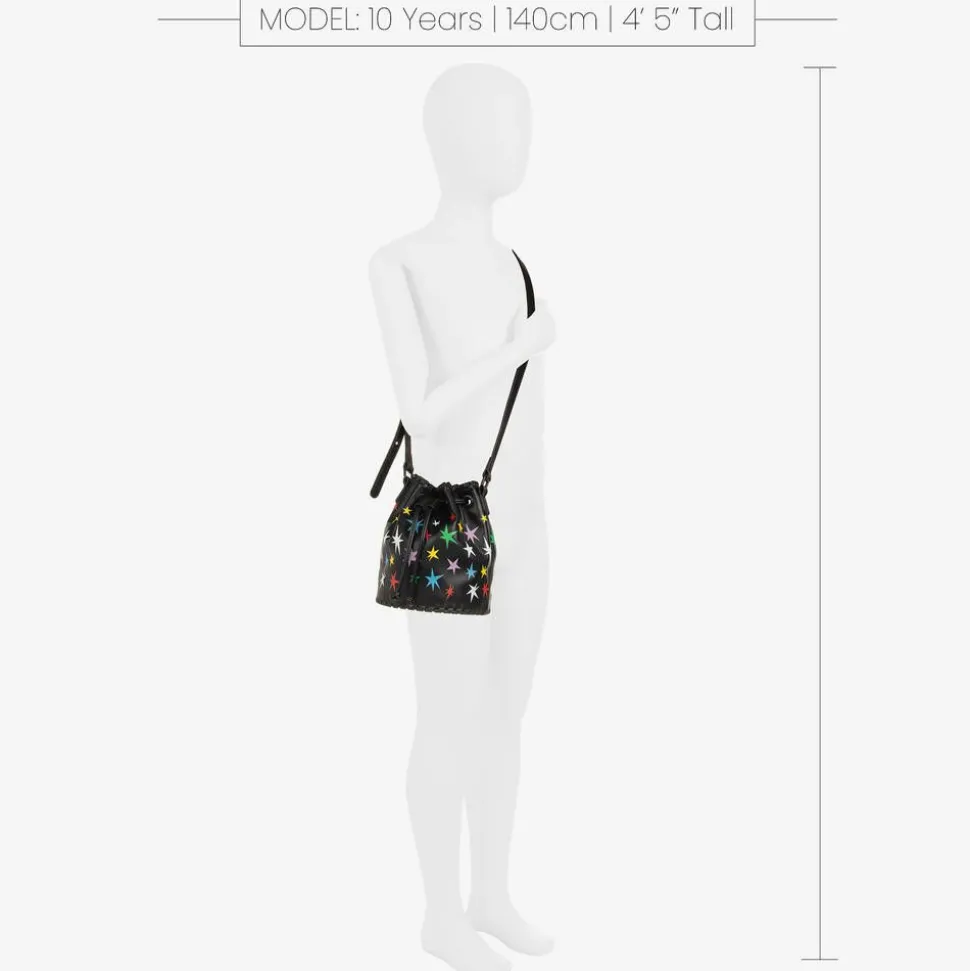 Girls Black Star Bucket Bag (19cm)
