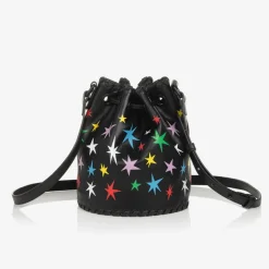 Girls Black Star Bucket Bag (19cm)