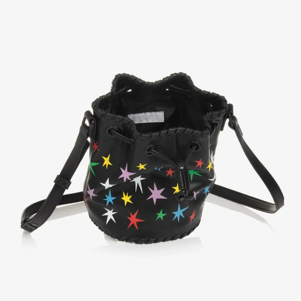 Girls Black Star Bucket Bag (19cm)