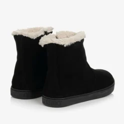 Girls Black Suede Leather Boots