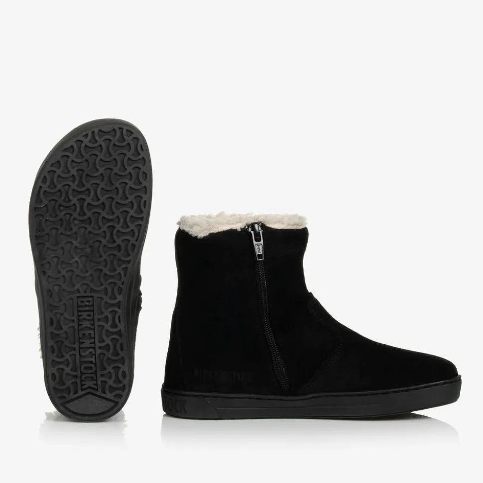 Girls Black Suede Leather Boots