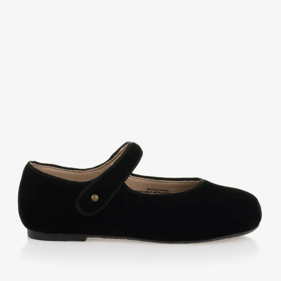 Girls Black Velvet Pumps