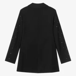 Girls Black Viscose Rhinestone Blazer