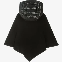 Girls Black Wool & Down Cape