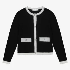Girls Black Wool Cardigan