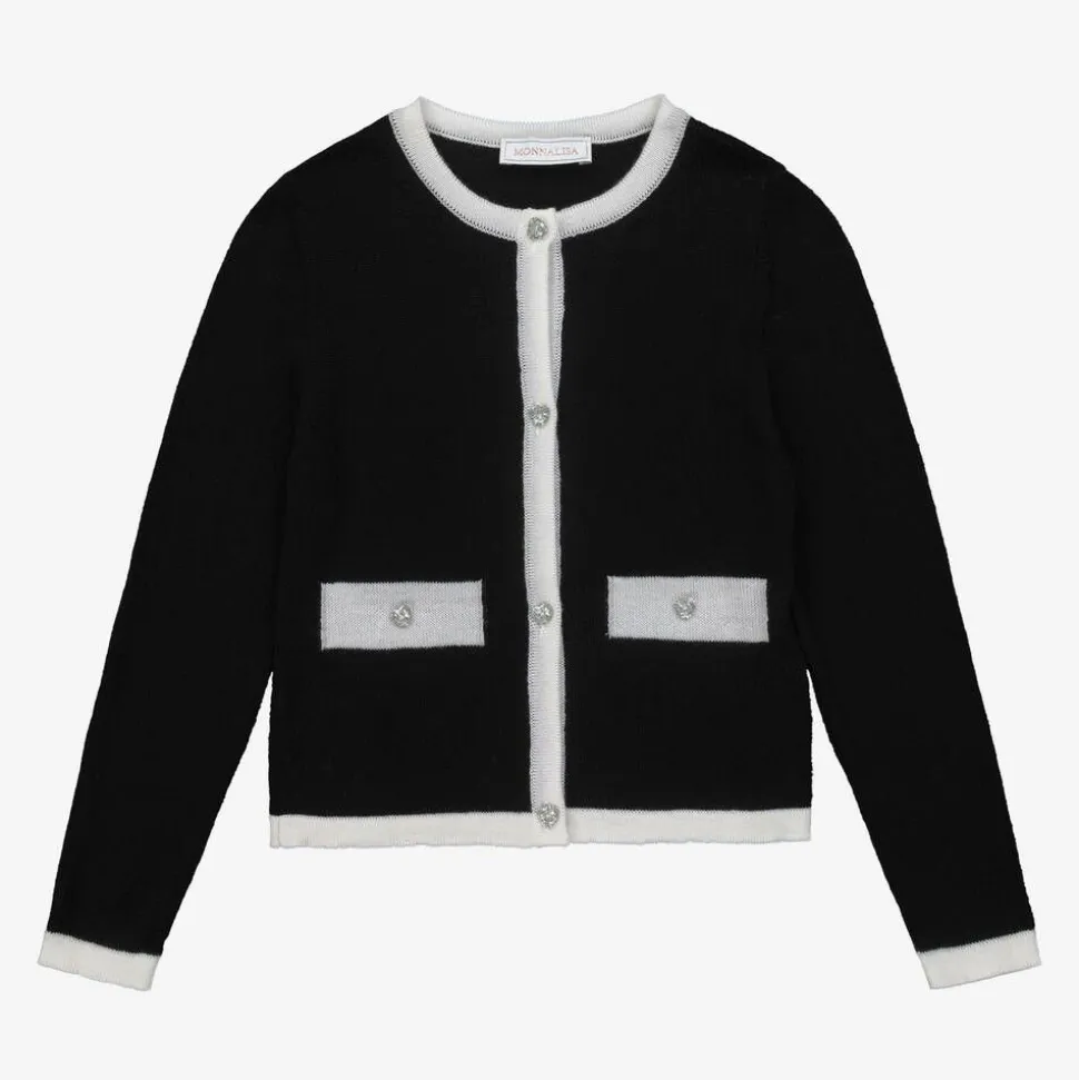 Girls Black Wool Cardigan