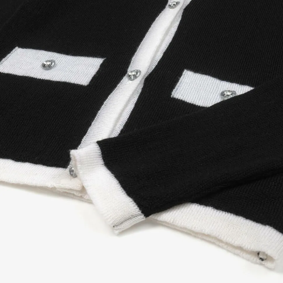 Girls Black Wool Cardigan