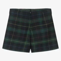 Girls Blue & Green Tartan Viscose Shorts