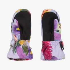 Girls Blue & Lilac Floral Thermal Mittens