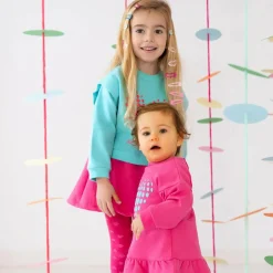 Girls Blue & Pink Cotton Skirt Set