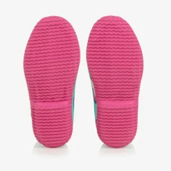 Girls Blue & Pink Heart Rain Boots