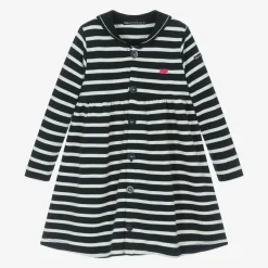 Girls Blue Breton Stripe Cotton Sailor Dress