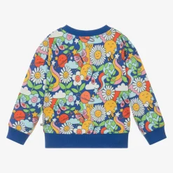 Girls Blue Cotton Floral Sweatshirt