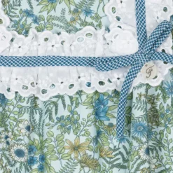 Girls Blue Cotton Floral Dress