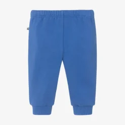 Girls Blue Cotton Flower-Patch Joggers