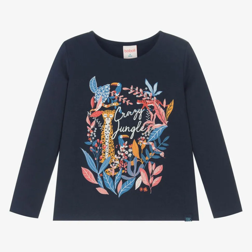 Girls Blue Cotton Jungle Top