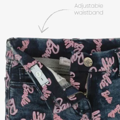 Girls Blue Denim Barbie Print Jeans