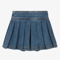 Girls Blue Denim Medusa Buttons Skirt