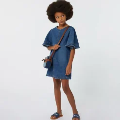 Girls Blue Denim Sliders