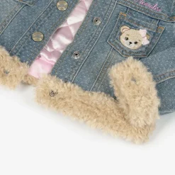 Girls Blue Denim Teddy Bear Jacket
